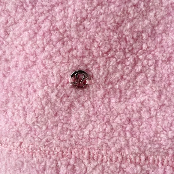 lululemon  so sherpa hooded fleece jacket in heathered pink haze, size 4 - Picture 10 of 14